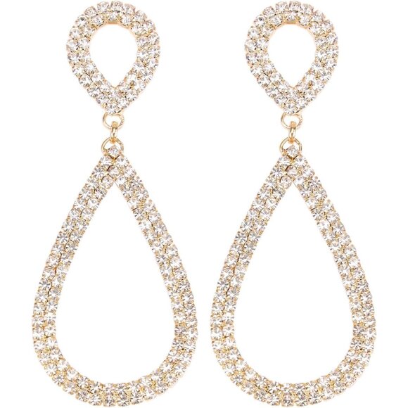 Legitta Jewelry - 💫 Legitta Teardrop Dangle Earring Women Gold Rhinestone Sparkly Wedding Jewelry